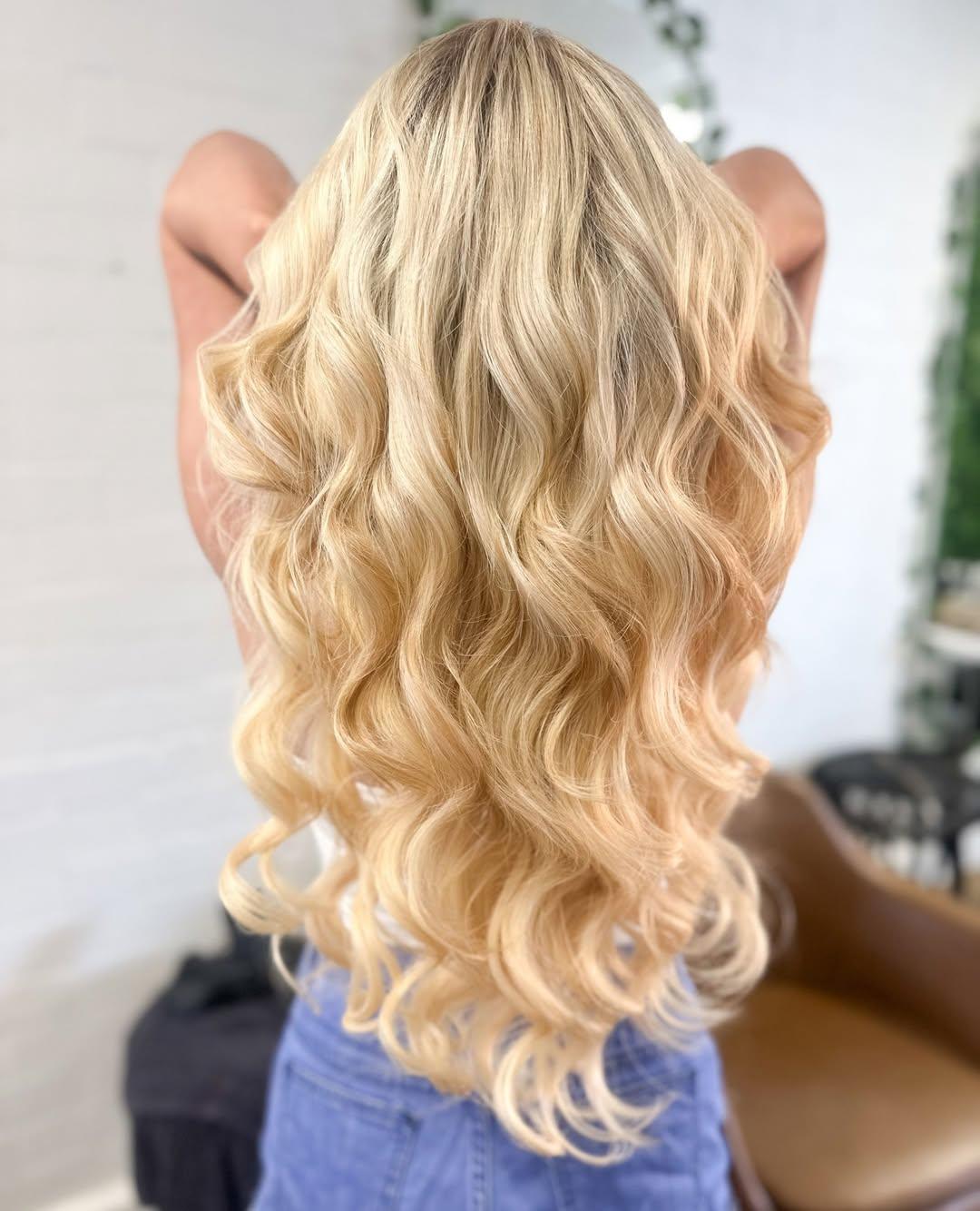 Blonde hair extensions adding length and volume