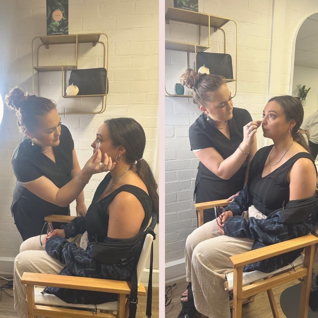 Professional make-up application at Astair Organic Hair