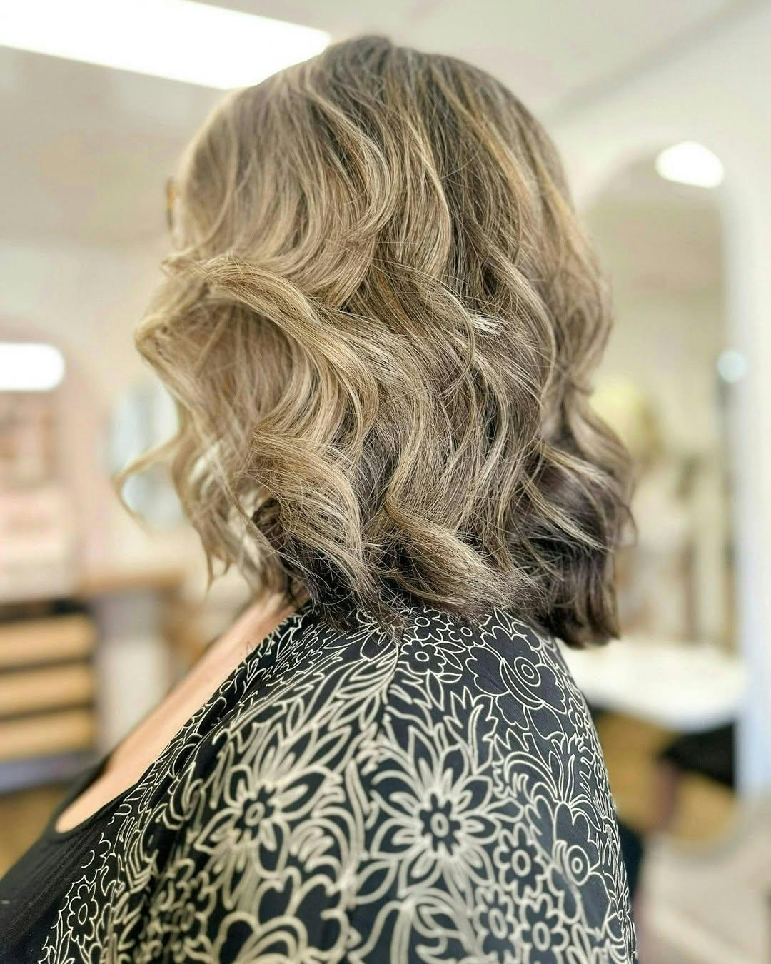 Soft balayage with textured waves